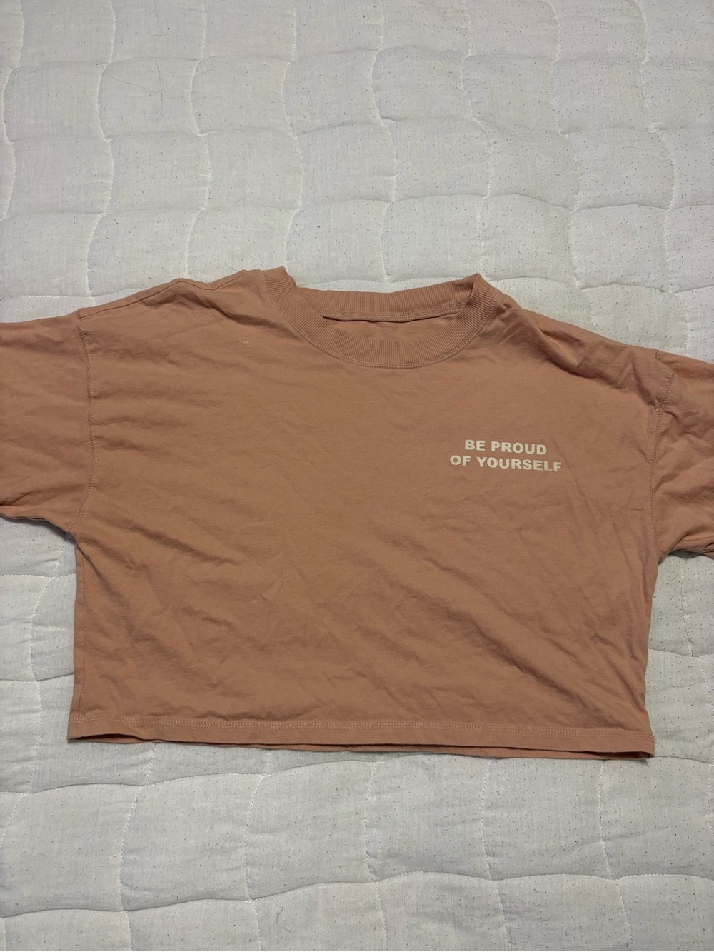 Aeropostale Cropped Tee - Dusty Rose Brown with White Print